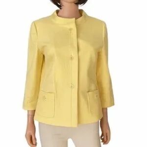 Talbots Blazer Light Yellow 100% Linen Two front pockes Linen Size 2p